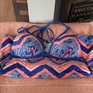 Arizona Love Blue and Pink Paisley Bikini Top